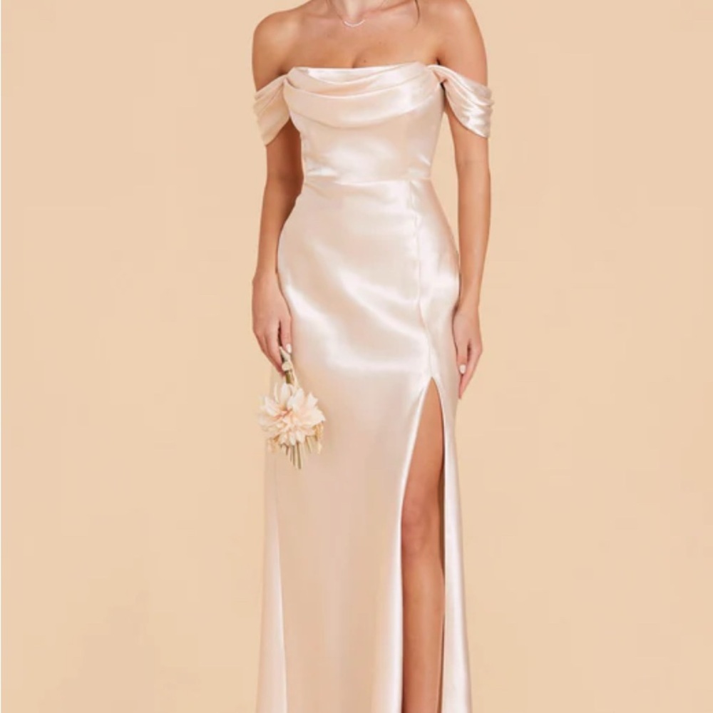 Birdy Grey Mia Shiny Satin Convertible Dress - Champagne Size S